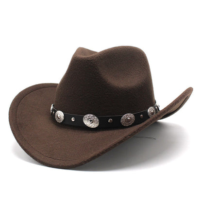 Western Wool Cowboy Hat – Vintage Wide Brim Fedora for Men & Women