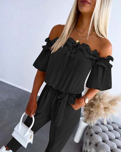 Off-Shoulder Jumpsuit for Women – Elegant Summer Outfit 2025