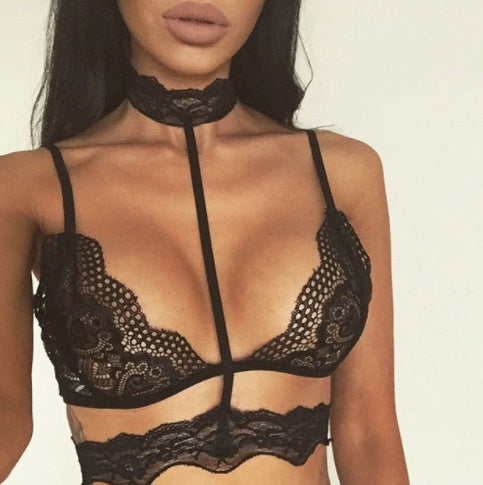 Sexy Lace Choker Bralette – Elegant Crop Top Lingerie for Women