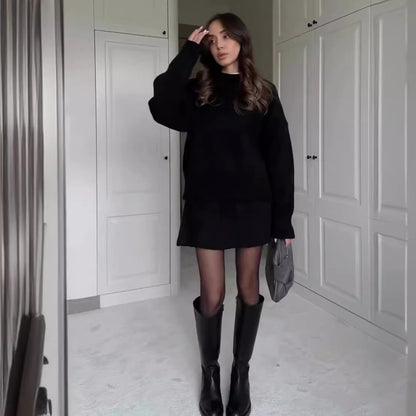 Korean-Inspired Two-Piece Sweater & Skirt Outfit Set | Casual Style 2025 Aesthetic