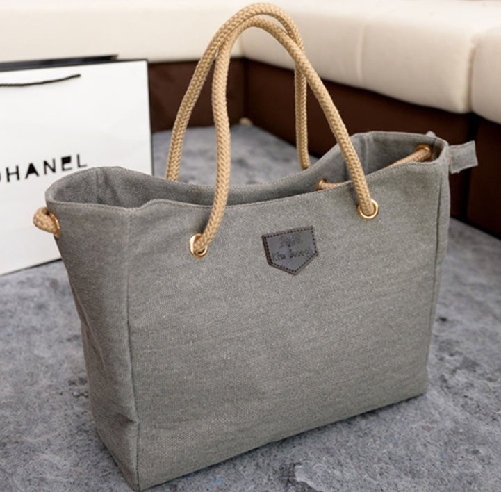 Korean-Inspired Canvas Shoulder Tote Minimalist Everyday Bag