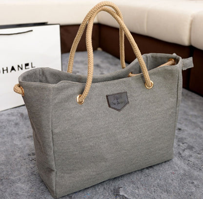 Korean-Inspired Canvas Shoulder Tote Minimalist Everyday Bag