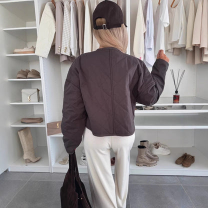 Diamond Quilted Cotton-Padded Jacket – Coats for Women Winter & Casual Outfits