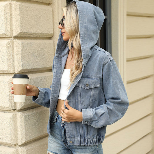 Womens New Sleeveless Denim Hooded Jackets