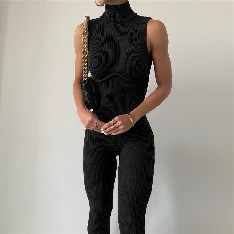 Women’s Sleeveless Turtleneck Unitard Plus Size Spandex Workout Yoga Jumpsuit Ballet Dance Bodysuit