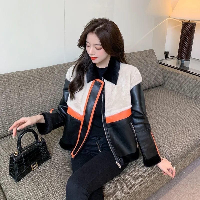 Urban Chic Artificial Mink Leather Fur Motorcycle Jacket – Jackets