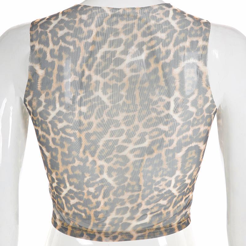 ROCK MORE Embroidery Leopard Crop Top – Edgy Streetwear & Night Out Fashion for Women