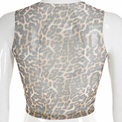 ROCK MORE Embroidery Leopard Crop Top – Edgy Streetwear & Night Out Fashion for Women