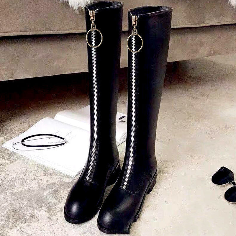 Knee High Warm Front Zipper Snow Boots