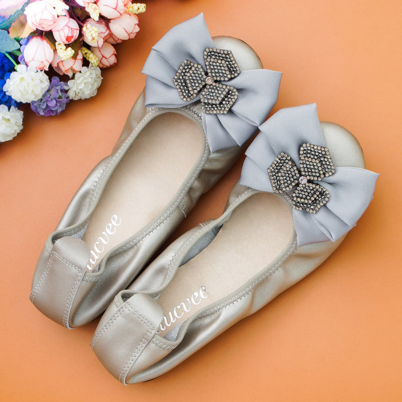 Womens Crystal Ribbon Design Transparent Low Heel Summer Shoes