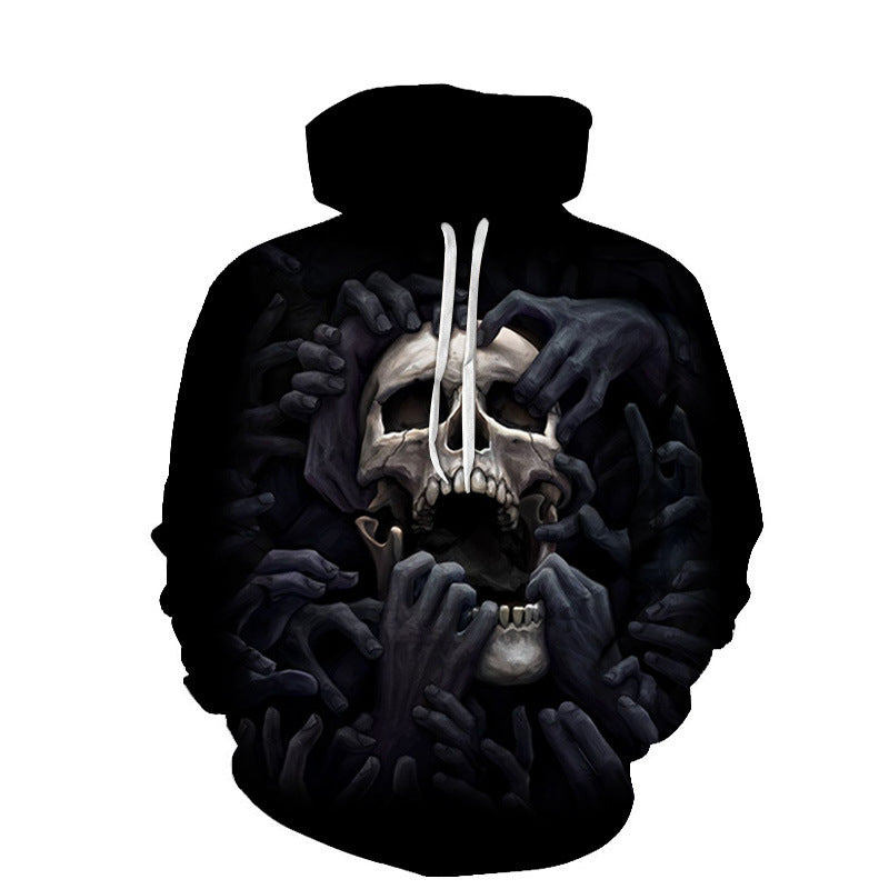 Alphabet Blast Skull Printed Casual Hoodies