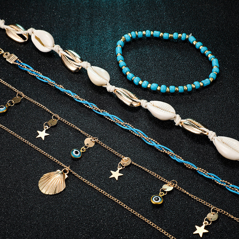 5 Pieces Colorful Beads Ankle Bracelet