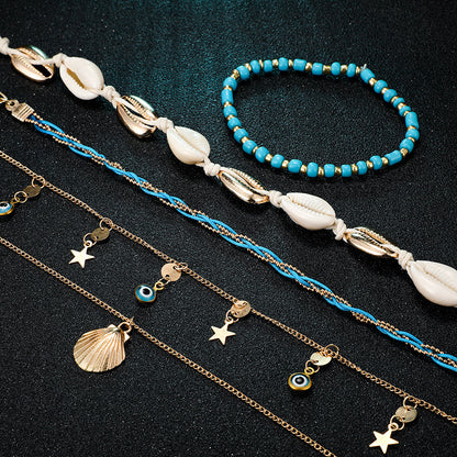 5 Pieces Colorful Beads Ankle Bracelet