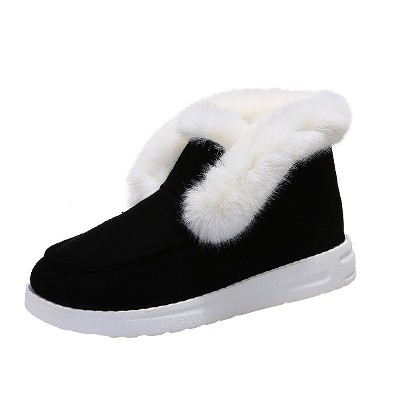 Handmade Ankle Boots For Women Retro Fur Slip On Soft Leather Winter Warm Boots Fashionable Ladies Shoes