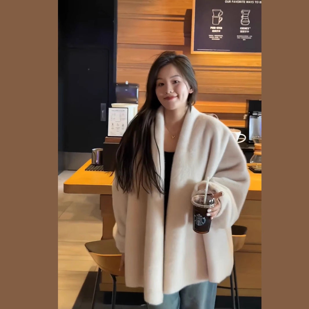 Single Breasted V Neck Loose Style Coats For Women