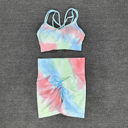 Tie-Dye Seamless Two-Piece Activewear Outfit Set | Vibrant Style 2025 Aesthetic