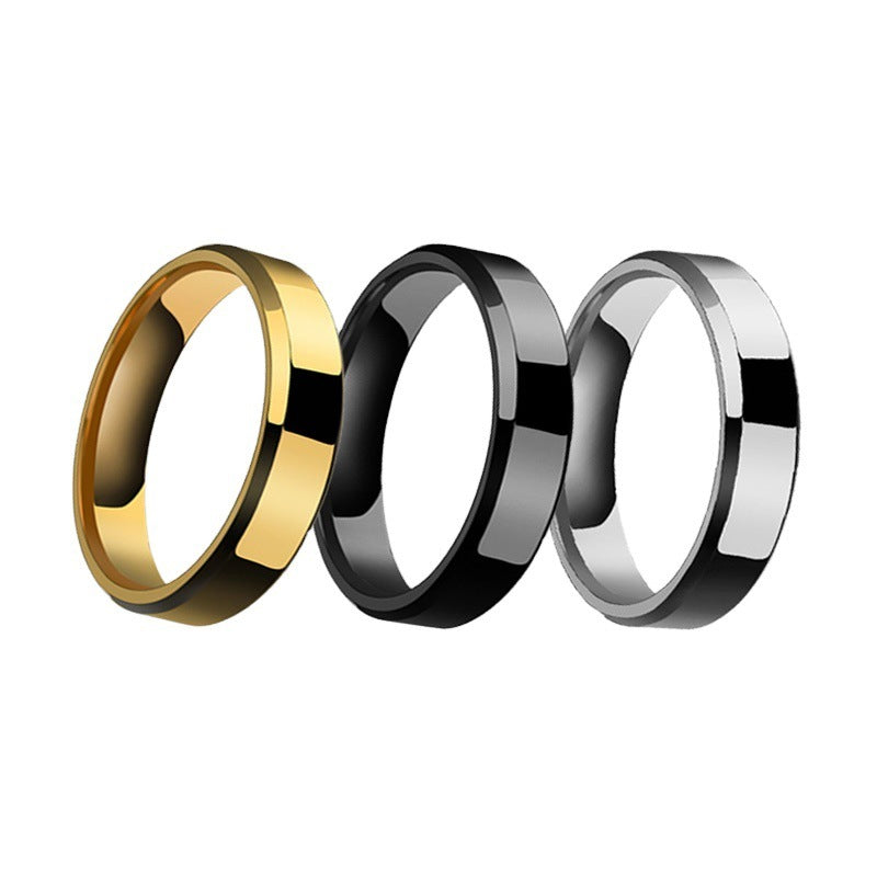 Niche Stainless Steel Couple Rings – Minimalist Unisex Bands in Multiple Finishes, Geometric Jewelry