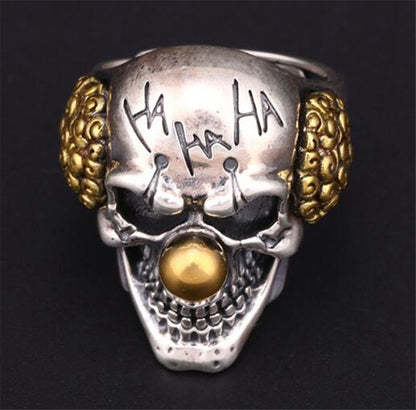Mexican Style 925 Sterling Silver Gold Skull Head Ring