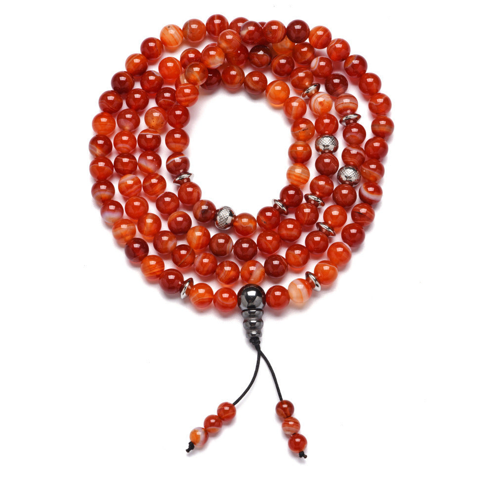 108 Beads Agate Bracelet – Unisex Spiritual Beaded Bracelet for Meditation & Everyday Wear