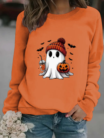 Women’s Snowman Ghost Crewneck Sweater – Holiday Graphic Pullover