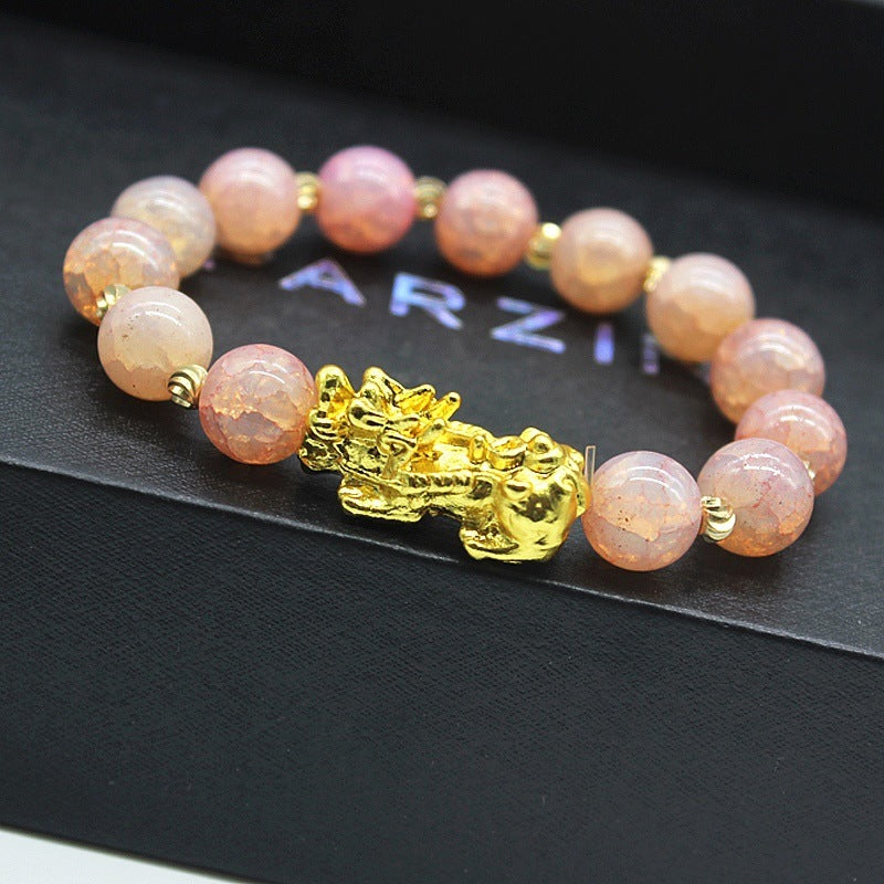 Gold-Plated Geometric Brave Bracelet – Unisex Beaded Bracelet for Everyday Wear