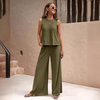 Loose-Fit Pants & Top Two-Piece Outfit Set | Elegant Summer Vibes Style 2025