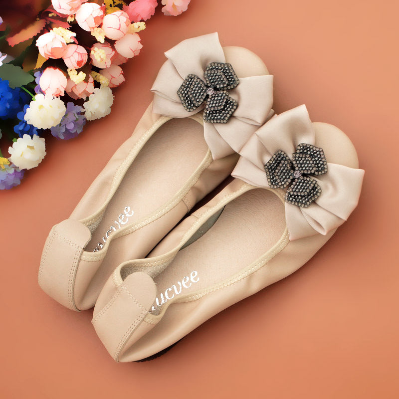 Womens Crystal Ribbon Design Transparent Low Heel Summer Shoes