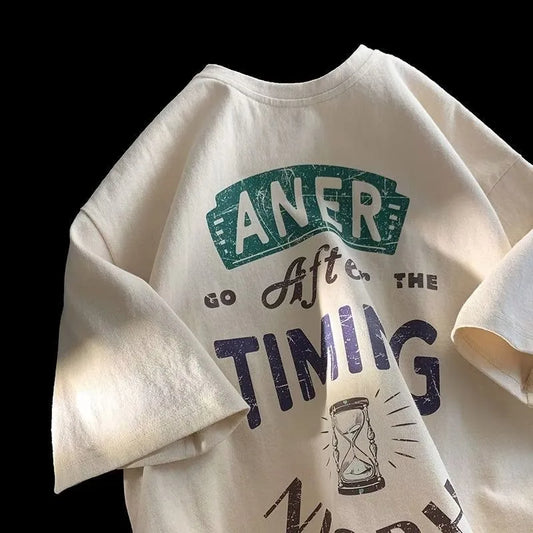 New American Vintage ANER Letter Print Tee – Women’s Casual Cotton-Blend T-Shirt, Street Style Outfit