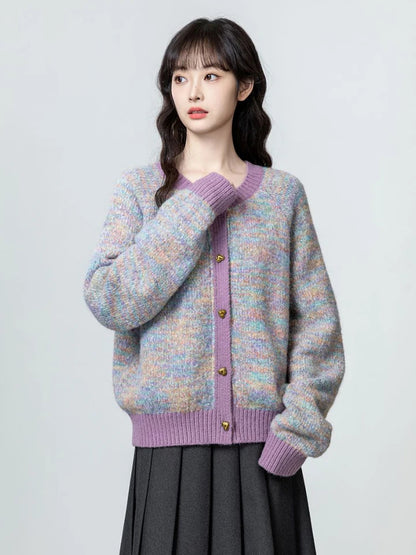 Women’s Korean Style Cardigan – Retro Button-Up Autumn Sweater