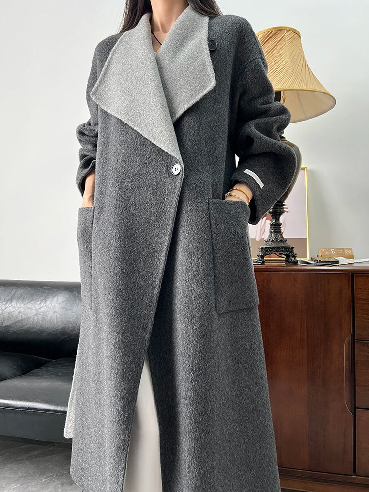 Luxury Warm Both Side Wearable Women's Long Wool Coats