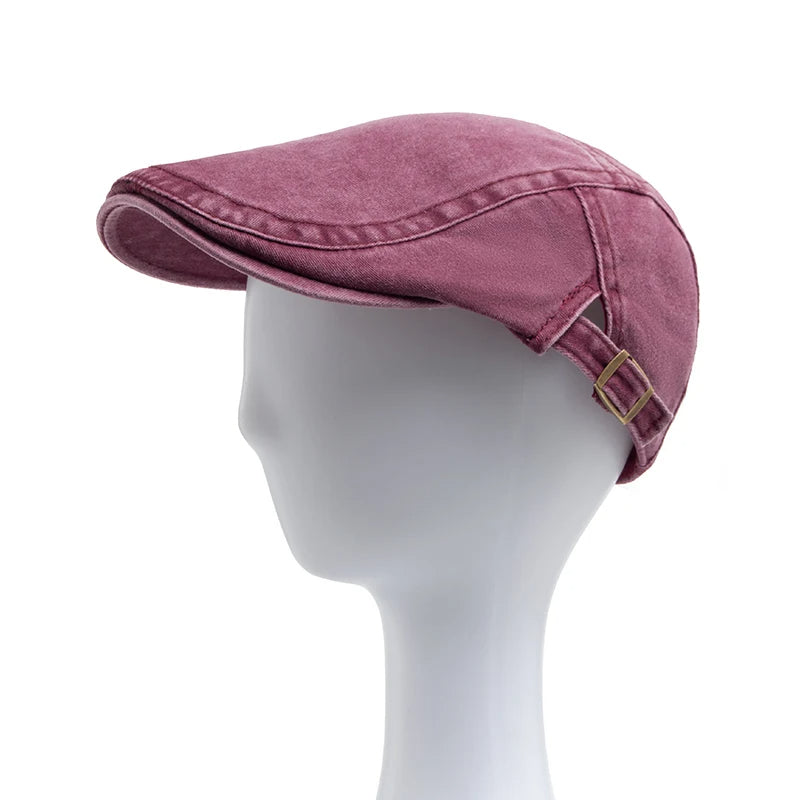 Vintage Cotton Beret – Unisex Adjustable Newsboy Hat, Retro Flat Visor Cap, Casual Autumn & Summer Fashion