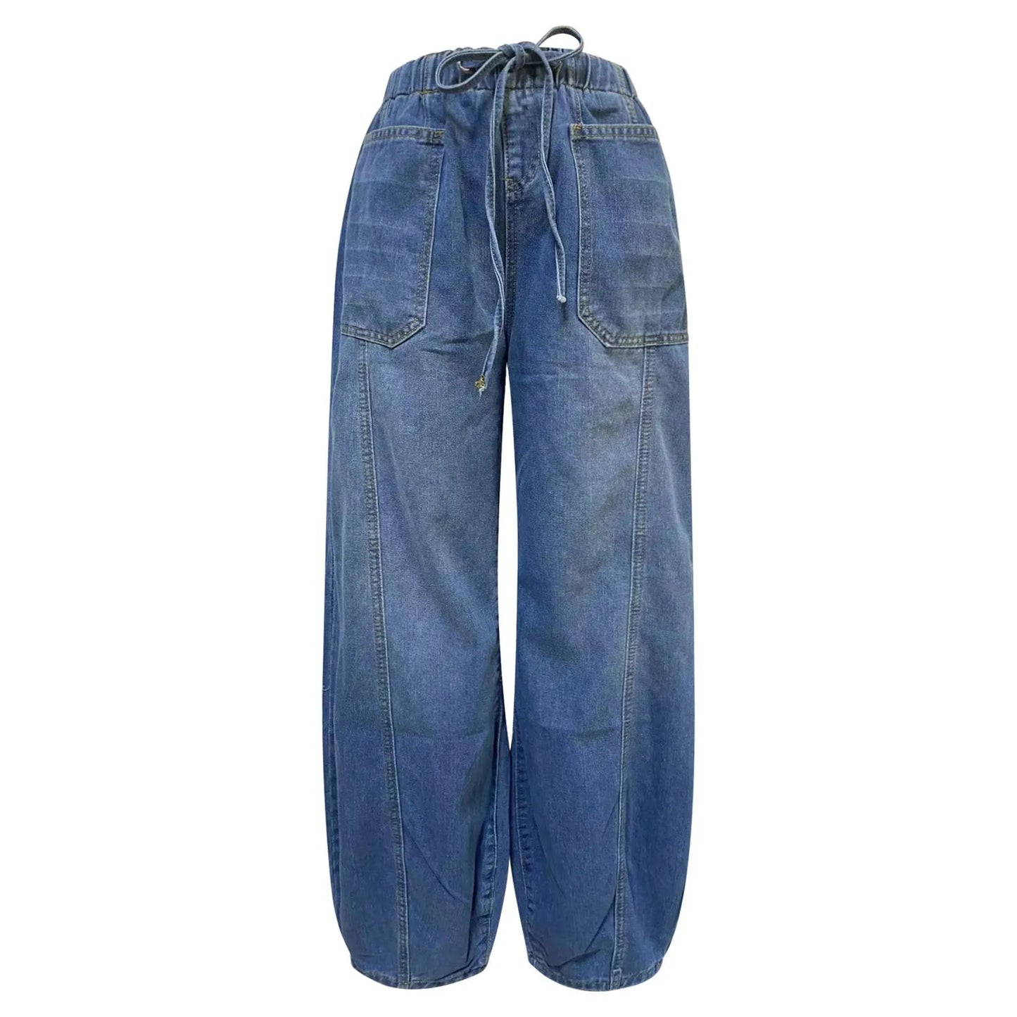 Street Fashion American Retro Denim Pants – Loose Fit & Ankle-Length Style