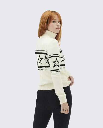 European & American Y2K Street Women’s High-End High-Neck Sweater – Star Stitching Pattern, Warm Knitted Pullover Sweater