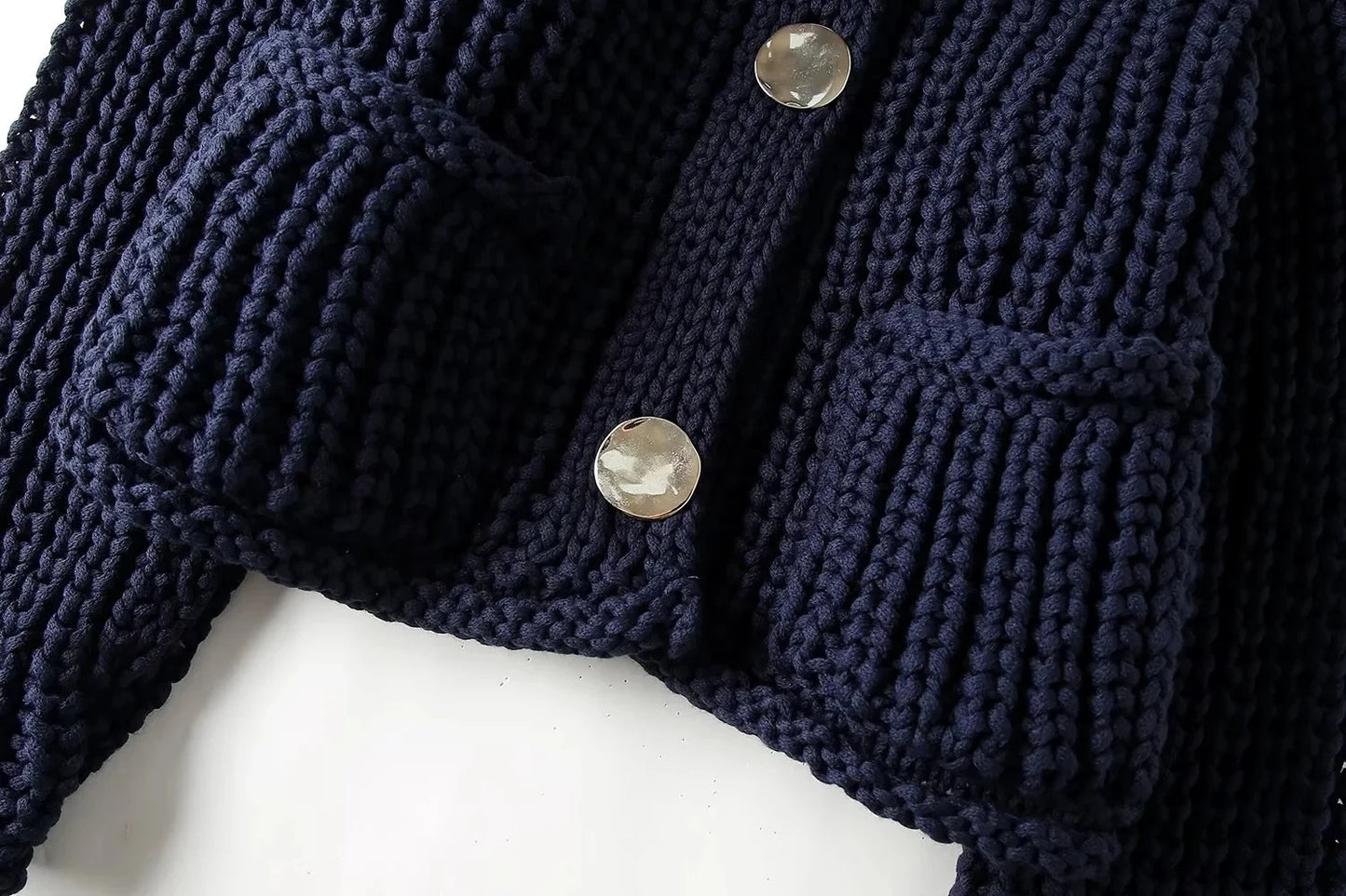 Modern Heritage: Chic PU-Collar Loose Knit Cardigan