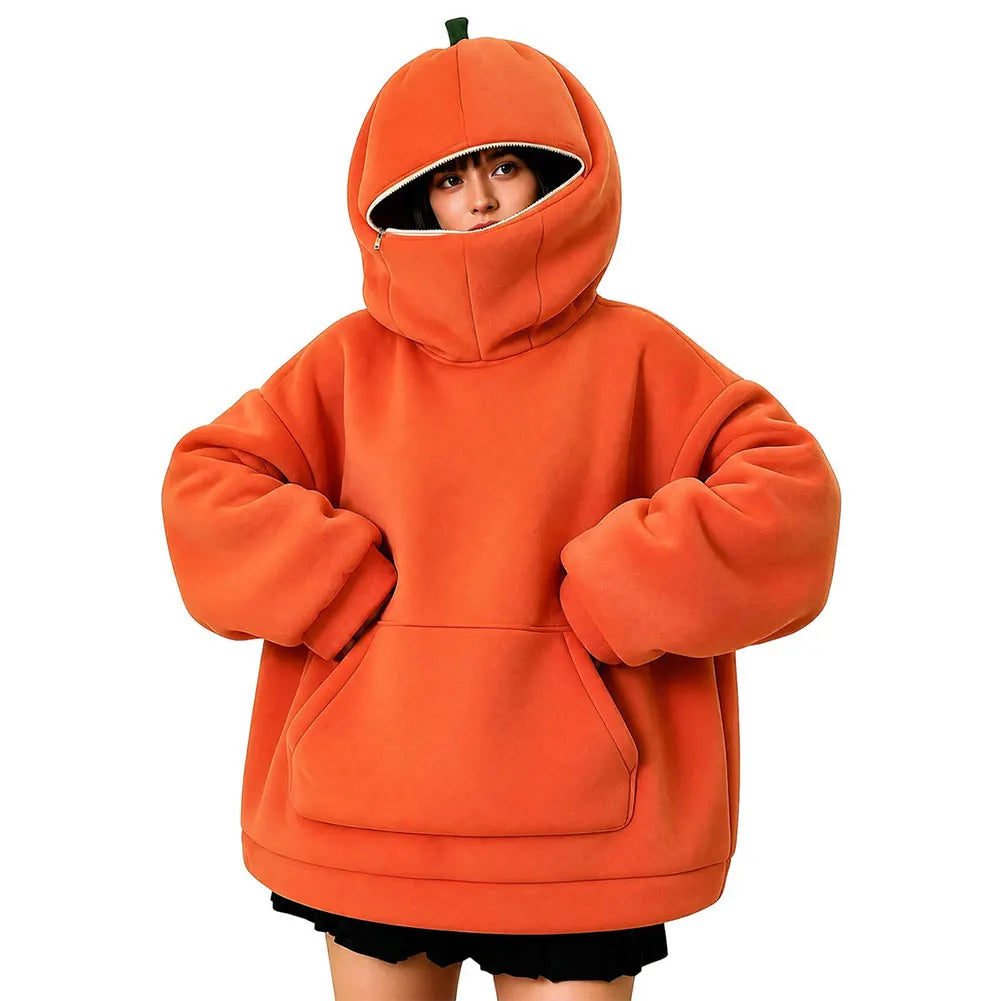 Cozy Pumpkin Patch Outfit: Oversized Pumpkin Zip-Up Hoodie