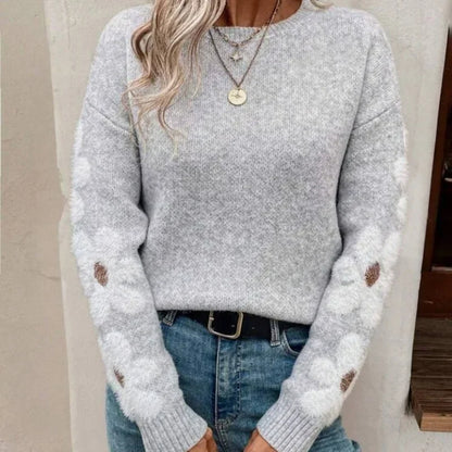 2025 Flower Jacquard Pullover Sweater for Women – Elegant Autumn/Winter Knitted Top, Casual Fashion Sweater for Women