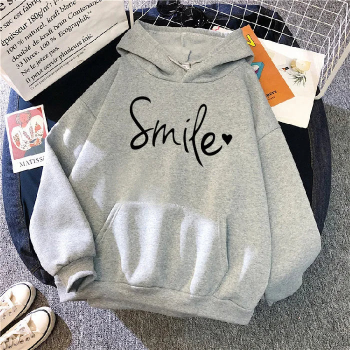 Womens Always Smile Stay Positive Casual Graphic Hoodies