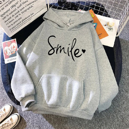 Womens Always Smile Stay Positive Casual Graphic Hoodies