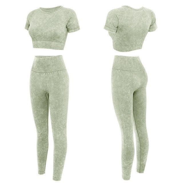 Seamless Cotton Yoga Two-Piece Outfit Set | Comfortable Activewear Style 2025