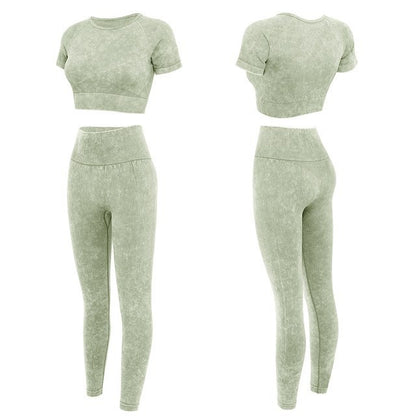 Seamless Cotton Yoga Two-Piece Outfit Set | Comfortable Activewear Style 2025