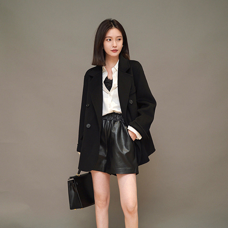 High Waist Genuine Leather Shorts Women – Chic Urban & Casual Summer Outfit