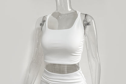 Sleeveless Top & Pleated Hip Skirt Two-Piece Outfit Set | Elegant Summer Vibes Style 2025