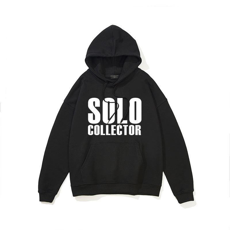 Unisex Cotton Basic Letter Hoodie – Casual Oversized Streetwear