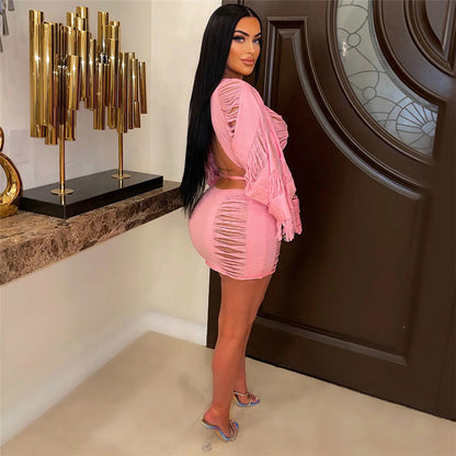 High Waist Short Skirt & Long Sleeve Top Two-Piece Outfit Set | Versatile Style 2025 Aesthetic