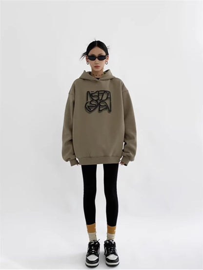 All-American Comfort: Heavy Cotton Hooded Sweater for Women