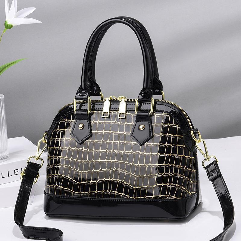 Street-Chic Crossbody Handbag PU Patent Leather Shell