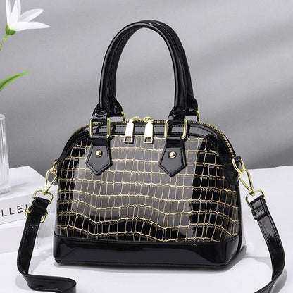 Street-Chic Crossbody Handbag PU Patent Leather Shell