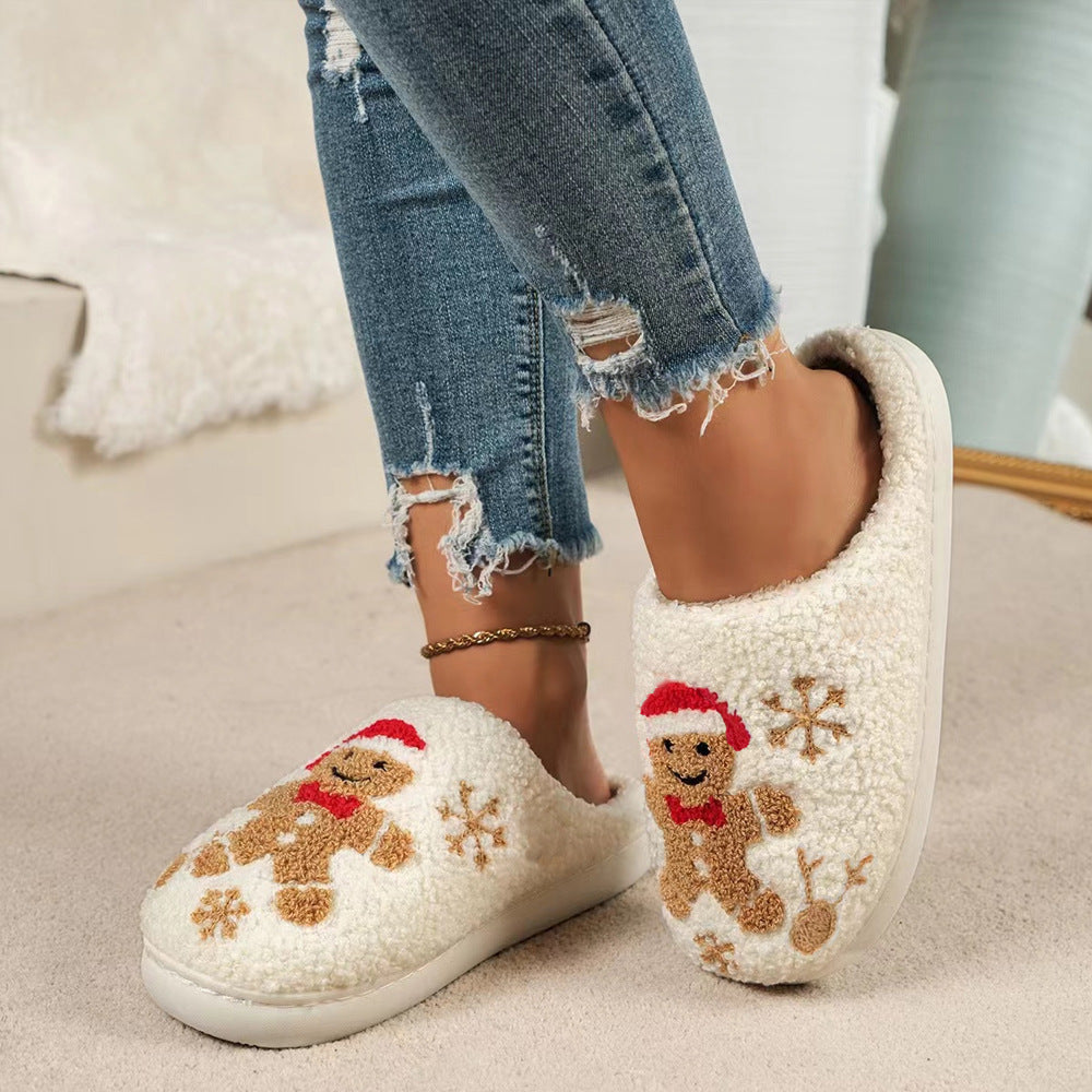 Christmas Fuzzy Snowflake Slippers – Warm Indoor House Shoes