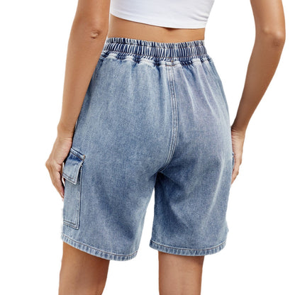 Women’s Washed Five-Point Denim Shorts – Trendy Summer Streetwear Outfit