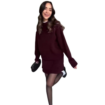 Korean-Inspired Two-Piece Sweater & Skirt Outfit Set | Casual Style 2025 Aesthetic